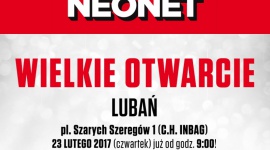 Wielkie Otwarcie NEONET w Lubaniu LIFESTYLE, IT i technologie - Bony zakupowe dla pierwszych stu osób, licytacja paragonów, promocje i obniżki cen – to wszystko czeka na Klientów, którzy 23 lutego przybędą na Wielkie Otwarcie NEONET w Lubaniu. Start imprezy w Centrum Handlowym Inbag o godzinie 9.00.