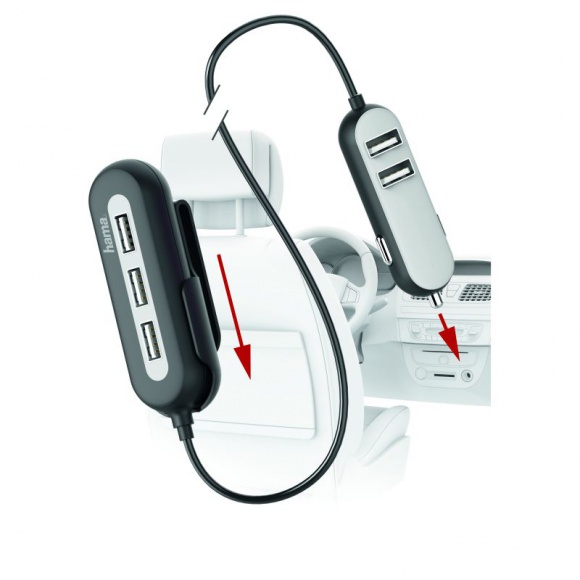STACJA ŁADUJĄCA HAMA (3+2XUSB); 10A, czyli jak szybko naładować 5 urządzeń w auc
